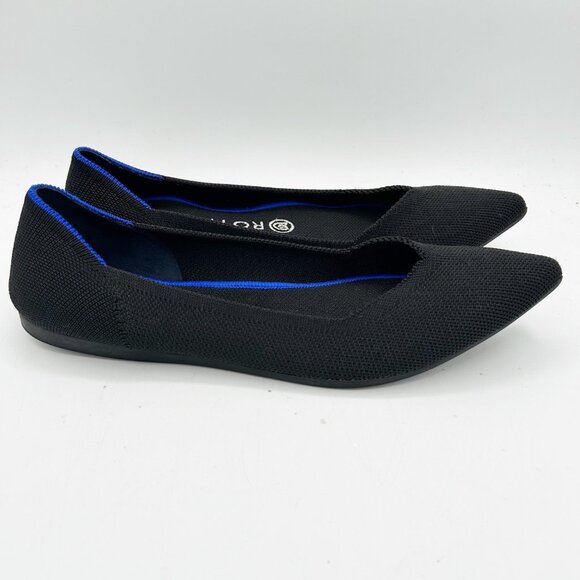 Rothy’s The Point Black Pointed Toe Flat Shoes Knit Size 9 Women's - Picture 2 of 5